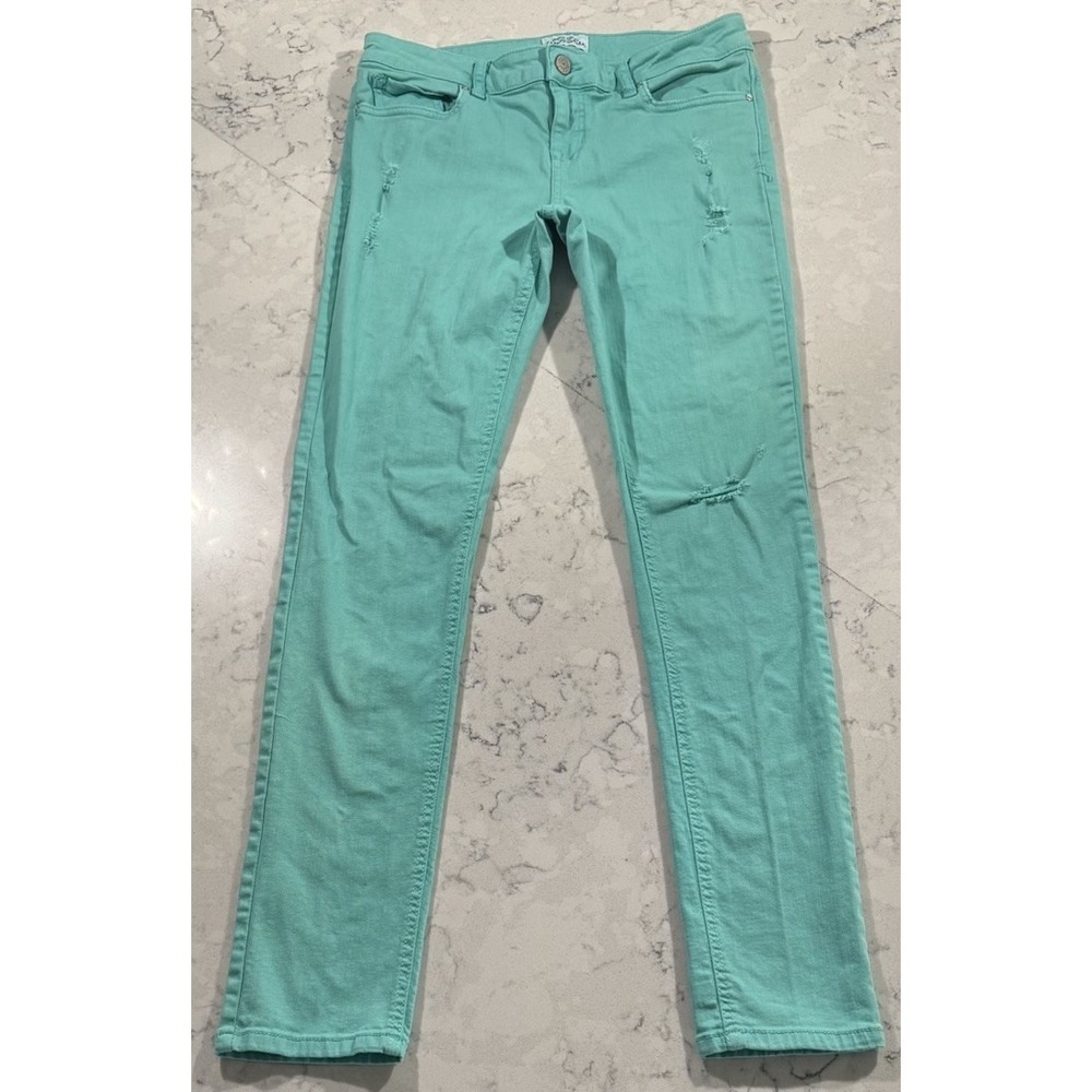 Aeropostale Bayla Skinny Jeans Womens 7/8 Mint Green Aqua Cotton‎ Stretch Denim